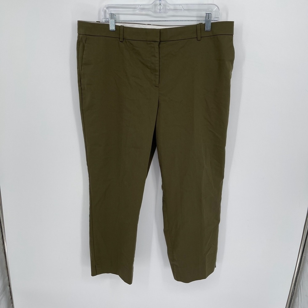 Ann Taylor Women's Olive Green Curvy‎ Fit Stretch Trouser Ankle Pants Size 14